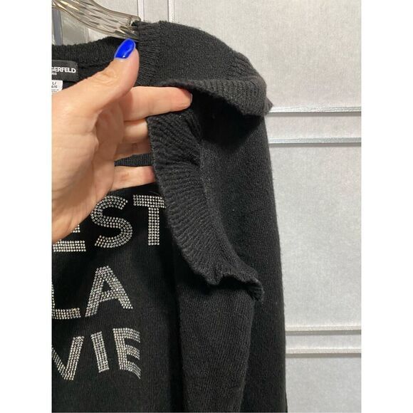 Size XL women’s black color with rhinestones sign Karl Lagerfeld NWT - Picture 5 of 10